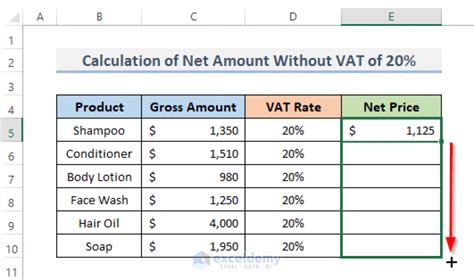 calculate amount without vat.